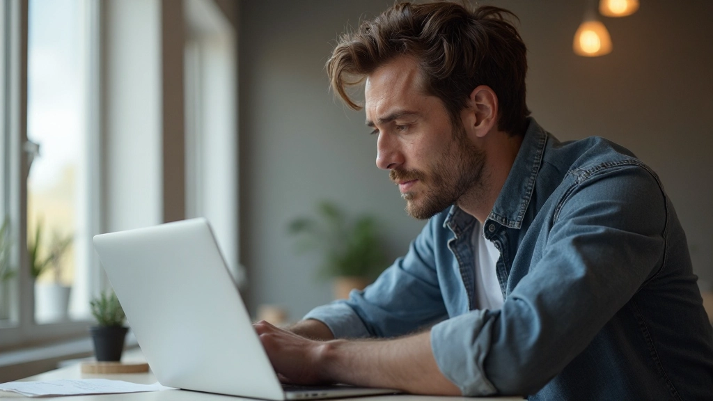 Professionell bild av fokuserad person under djuparbete vid dator