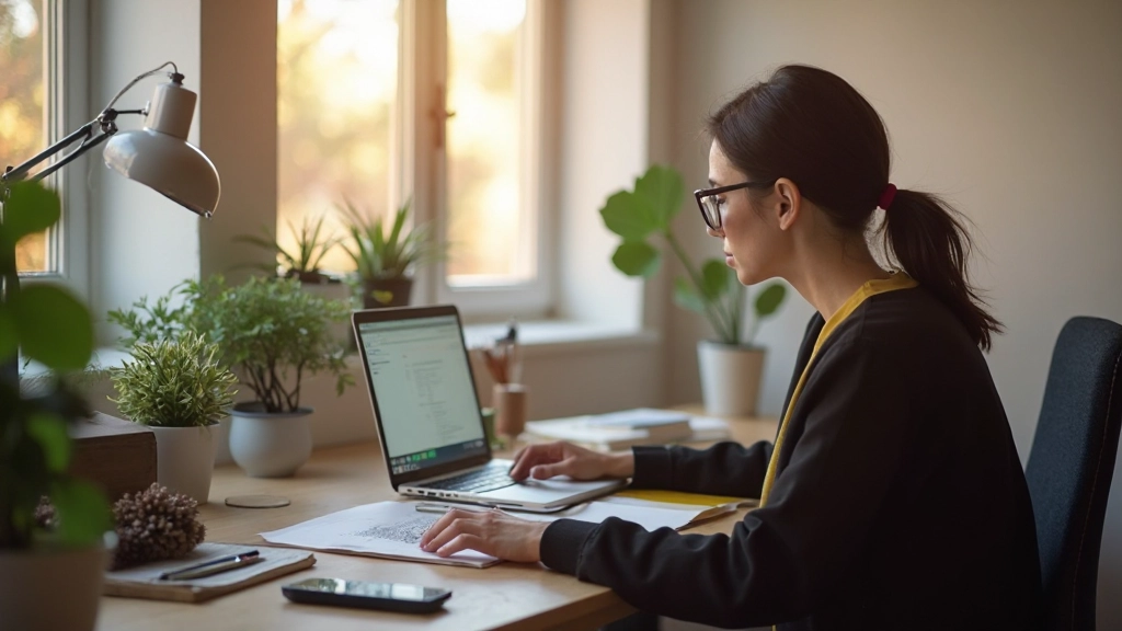 Professionell bild av välorganiserad arbetsplats med optimal belysning och minimalism