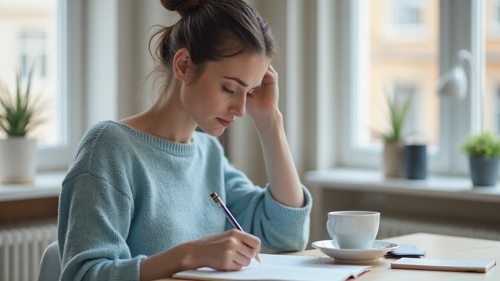 Organized workspace with notebook and focused person at desk during productive work session